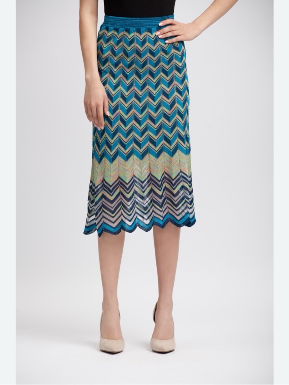 Bcbgmaxazria Women’s Vida Chevron Skirt Blue/green Size Small